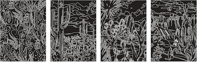 Brea Reese: Scratch Art Paper Pad - Arches & Canyons - 14 Sheets, 7 Guided Art Designs, Metallic Accents, Stylus & Brush, 6x8 Pages, DIY Adult Craft