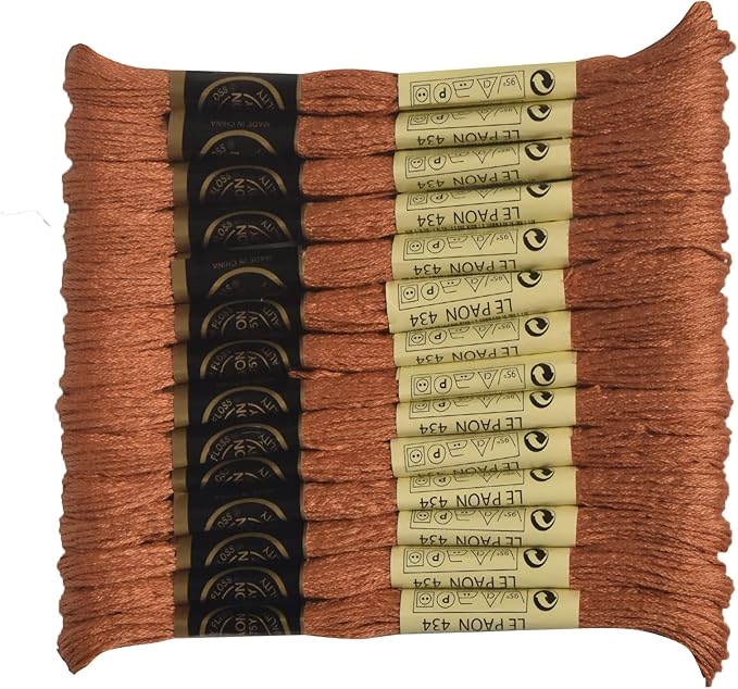 14-Pack Embroidery Floss, Six Strands Floss100% Long Staple Cotton Embroidery Thread, 8.7-Yard,Color Number:434,Light Brown