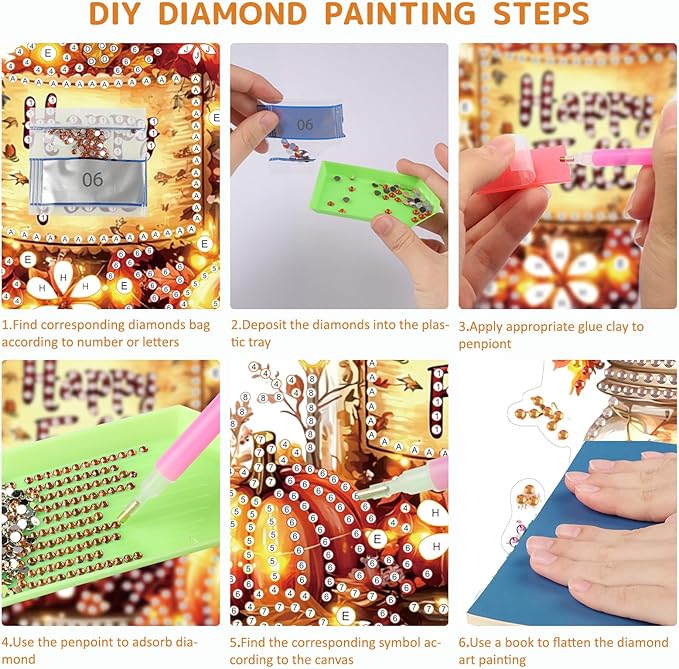 SENQAO Halloween Diamond Art Hanging Kits for Adults Beginners, DIY Acrylic 5D Special Shaped Crystal Diamond Gem Art Painting Hanging Ornament for Home Wall Decor and Gift(Happy Fall Vase Pumpkin)