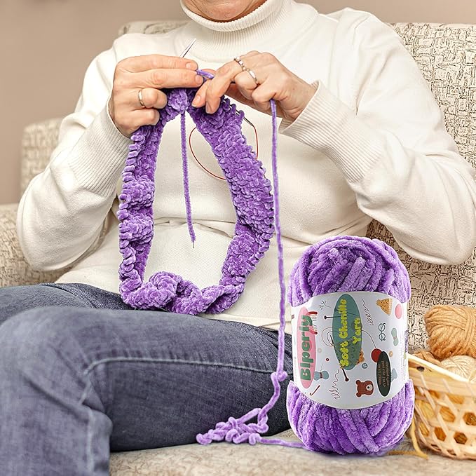 4 * 100g Velvet Chenille Chunky Yarn for Crocheting - 49.2yds per Skein Plush Fluffy Yarn - Easy to Use for Baby Blankets, Knitting Creations & DIY Crafts (4, Peach Pink)