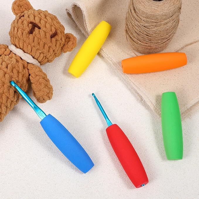 5PCS Crochet Hook Grips, Ergonomic Crochet Hook Grip for Crocheting and Knitting, Soft Removable Crochet-Hooks Handle for 2mm to 10mm Hooks
