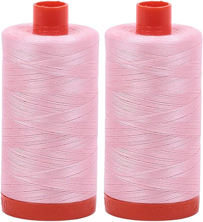 2-Pack - Aurifil 50WT - Baby Pink (2423) Solid - Mako Cotton Thread - 1422 Yards Each2