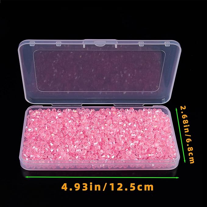laopottbeads 1100pcs 4mm bicone crystal glass beads for jewelry making, sparkling mini beads for suncatchers, diy bracelets & craft projects (light rose red)