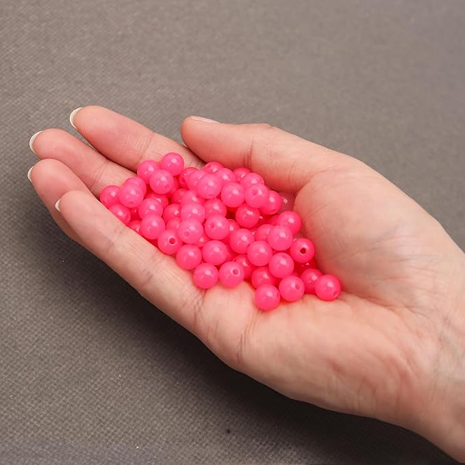 bonny boxx 500pcs 8mm jelly rose acrylic round beads, smooth transparent acrylic balls, plastic resin gumball bubblegum chunky beads for necklace & bracelet making, crafting supplies