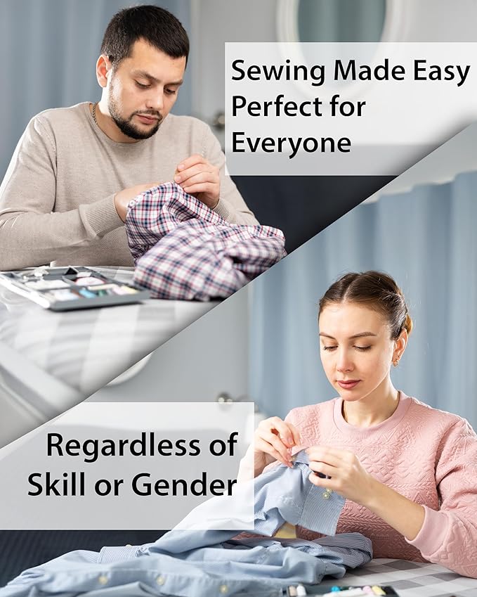 Beginner Hand Sewing Kit with Portable Case – Sewing Supplies for Adults & Kids, 22 Thread Spools, Needles, Scissors, Thimble & Measuring Tape for Home, Travel, Dorm & Emergency Clothing Repairs