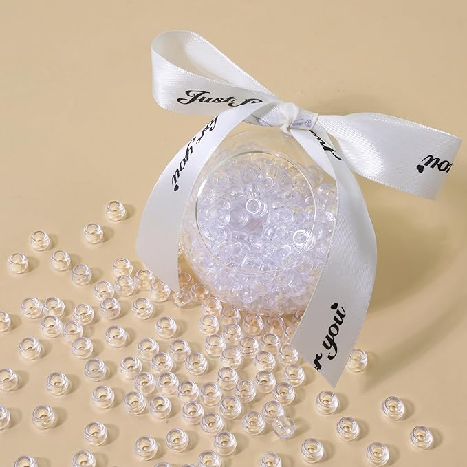 1000 Pc Boxed Clear Transparent Pony Beads, 9MM Plastic Craft Beads with Large Hole, Clear Hair Bead for Braids, Bracelet Bead for Jewelry Making