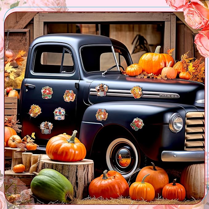 Frienda 12 Pcs Diamond Art Magnets Refrigerator Diamond Painting Magnets Holiday Seasonal Flower Basket Easy Kits Interchangeable for Adults Beginners DIY Flower Home Decors Gifts Craft