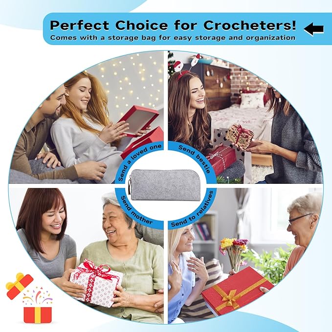 Mayboos 12 Sizes Crochet Hook Set, 53 Pack Crochet Hooks Yarn Needle Kits Knitting Needles with Ergonomic Handles for Crocheters Beginners 2.0mm~8.0mm