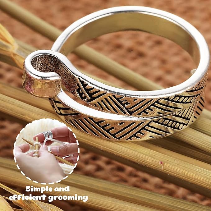 Adjustable Knitting Crochet Loop Ring 4 Pcs Crochet Ring for Finger Yarn Tension Rings Easy Crocheting Hand Knitting Supplies for Crochet Work for Women