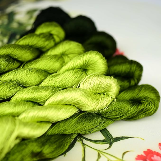 Natural 100% Silk Thread, Handmade Embroidery Thread Silk Floss 10 Colors 110m Each (44)