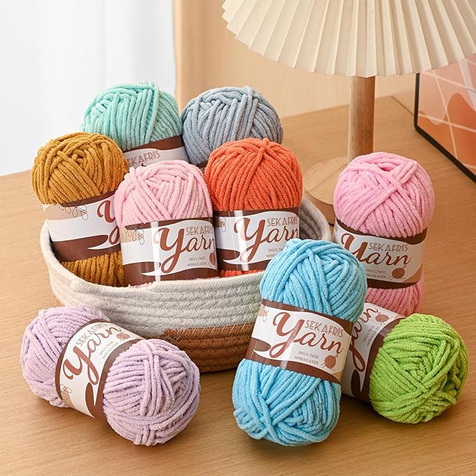 Luffy Velvet Yarn for Crocheting,Baby Blanket Yarn for Crocheting Soft,50g(65.6yds) Amigurumi Yarns,Plush Chenille Crochet Yarns,Puzzle Yarn for Crochet Weaving Craft(Lemon Yellow)