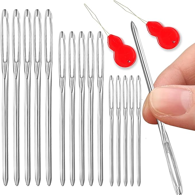 15Pcs/3Sizes Large Eye Blunt Yarn Needles kit, Knitting Needles, Yarn Needles, Quilting Needles with 2 Threaders, Weaving Stringing Needles for Knitting Crochet