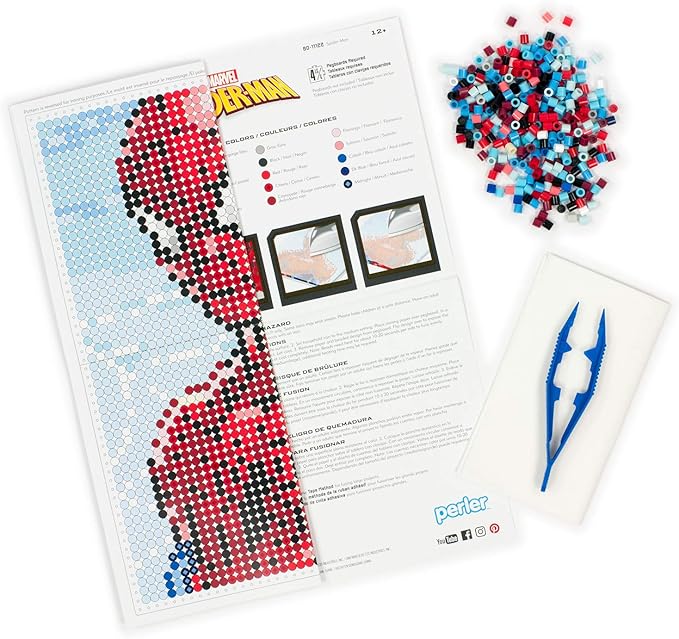 Perler Beads Marvel Spiderman Pattern & Fuse Bead Kit, 11'' X 11'', 3503Pc
