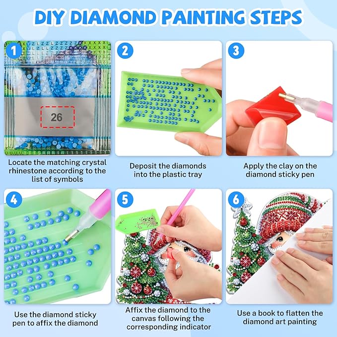 Bowetile Christmas Hanging Diamond Art Painting Kits for Adults, 5D Special Shape Diamond Art Kits Gnome, Crystal Gem Painting Arts and Crafts for Christmas Gifts for Home Garden Decor