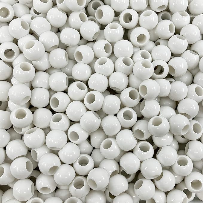 300 acrylic large hole beads for crafts and for hair 10mm x 12mm acrylic barrel beads with 5.7mm large hole, white for men and women