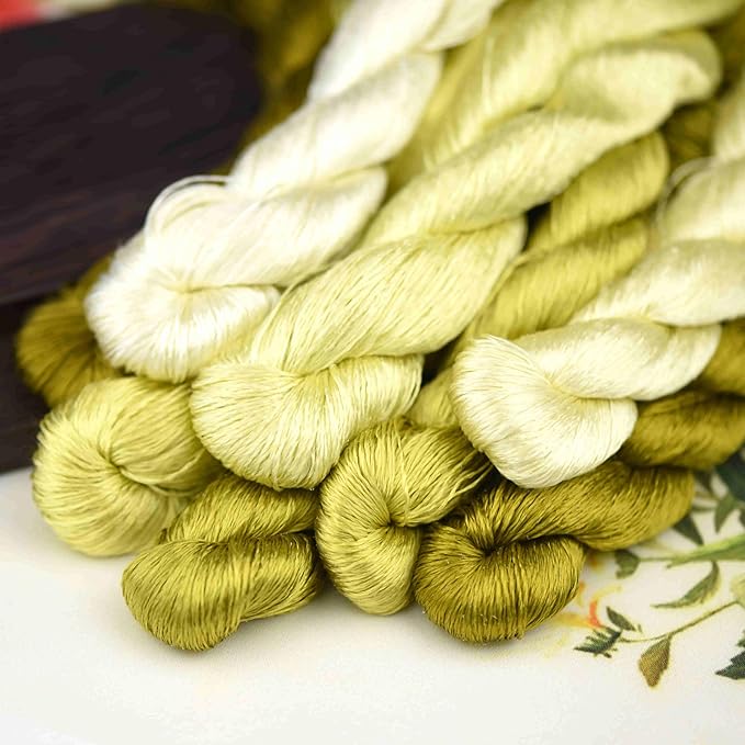 Natural 100% Silk Thread, Handmade Embroidery Thread Silk Floss 8 Colors 110m Each (72)