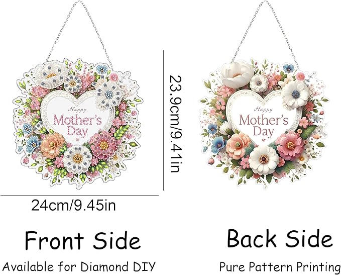 DIY Hanging Diamond Art Kit for Adults, 5D Acrylic Gem Art Window & Wall Pendant, Diamond Painting Ornament for Home Decor (Mother's Day)
