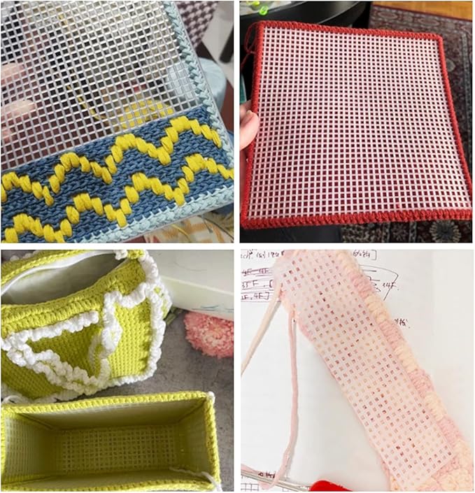 Allazone 10 PCS Clear Mesh Canvas Sheets for Embroidery Making, Cross Stitch Plastic Aida Mesh Screen for Crafts DIY Crochet Projects