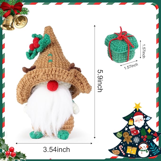 Crochet Set - Beginner Friendly Crochet Set with Step-by-Step Teaching Videos and Crochet Pattern Manuals (Brown Christmas Dwarf)