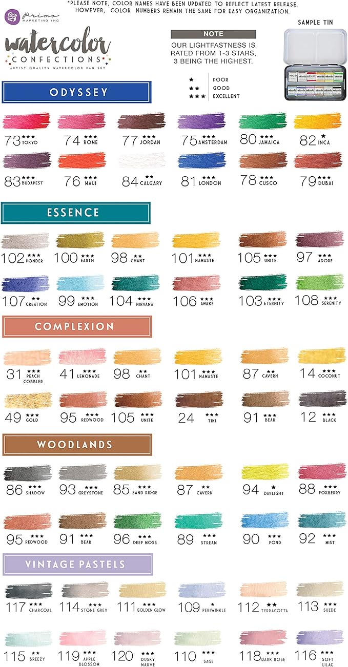 Prima Marketing Watercolor Confections ART PHILOSOPHY Confections Watercolour Pans Odyssey 12pk