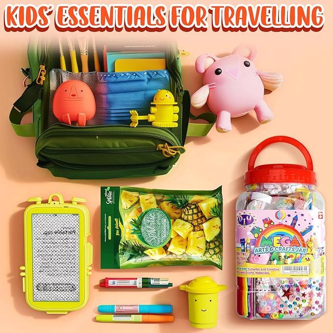 FUNZBO Easter Arts and Crafts Supplies for Kids -Kids Craft Kit with Pipe Cleaners, Popsicle Sticks, Pompoms & Stickers, All in One Homeschool Supplies, Toys Crafts for Girls Boys Age 4+