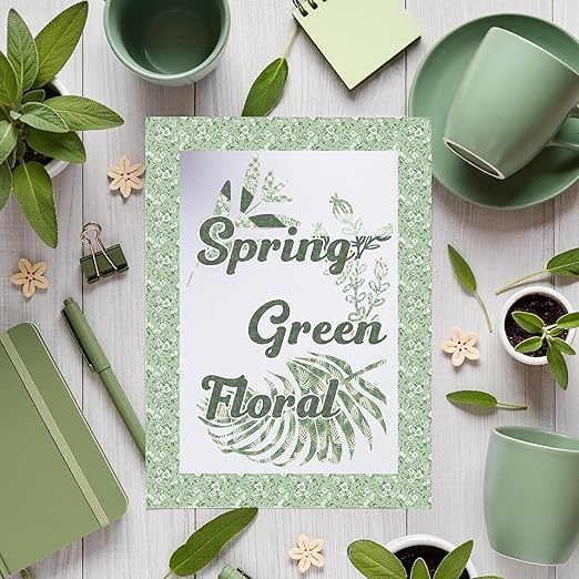 Sage Green Washi Tape - 12 Rolls Gingham Floral Leaf Botanical Patterns Acid Free Repositionable Adhesive Easy Hand Tear for Scrapbook Gift Wrapping Journal Office Supplies DIY Crafts