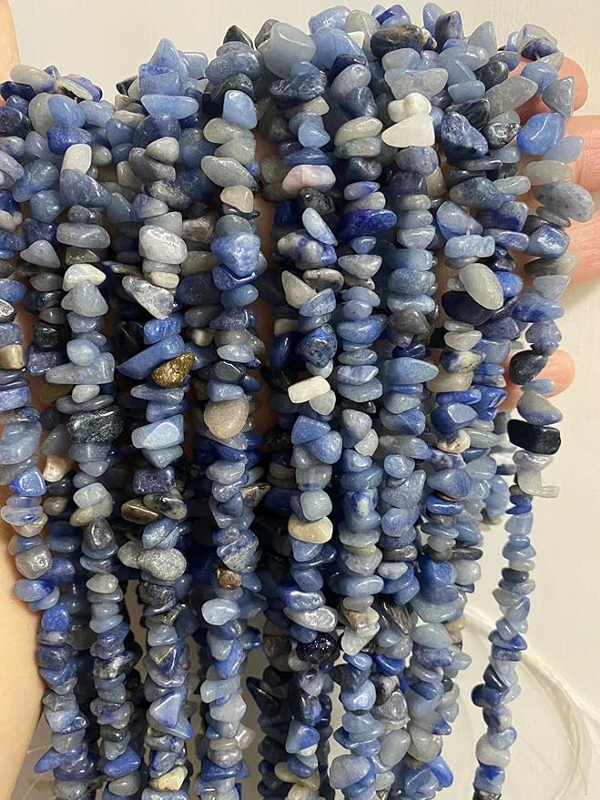 7-8mm Natural Blue Aventurine Gemstone Chips Beads Healing Crystals Waist Bracelets Necklace Kit Irregular Stone DIY Crafts Design Jewelry Making