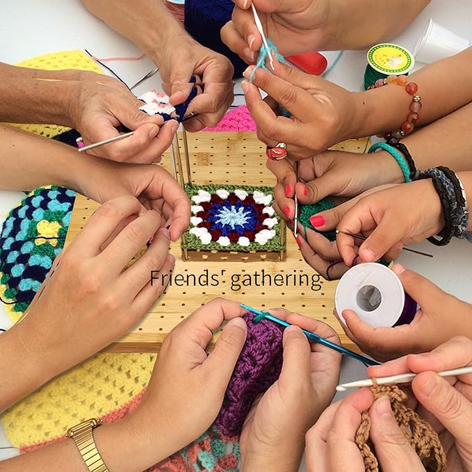 LIVSMON 13 Inch Crochet Blocking Board, Handcrafted Knitting Blocking Mat for Perfect Knitting and Granny Squares, Full Kit with 30 Stainless Steel Rod Pins, Gifts for Grandmothers, Mothers