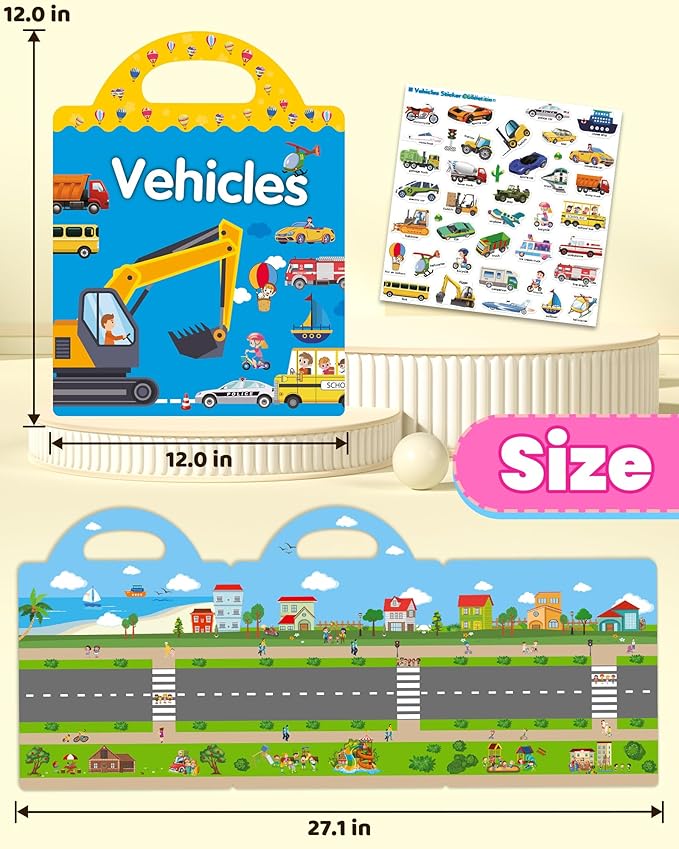 walenced reusable sticker book for toddlers, stickers for kids, toddler craft activities, toddler travel toys ages 3 and up boy girl birthday gifts
