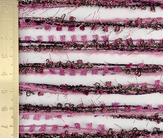 Artisanal Yarn Collection Multifiber Fancy Yarn for Knitting Crocheting Crafts DIY, Set of 3 Rolls (Dark Rose)