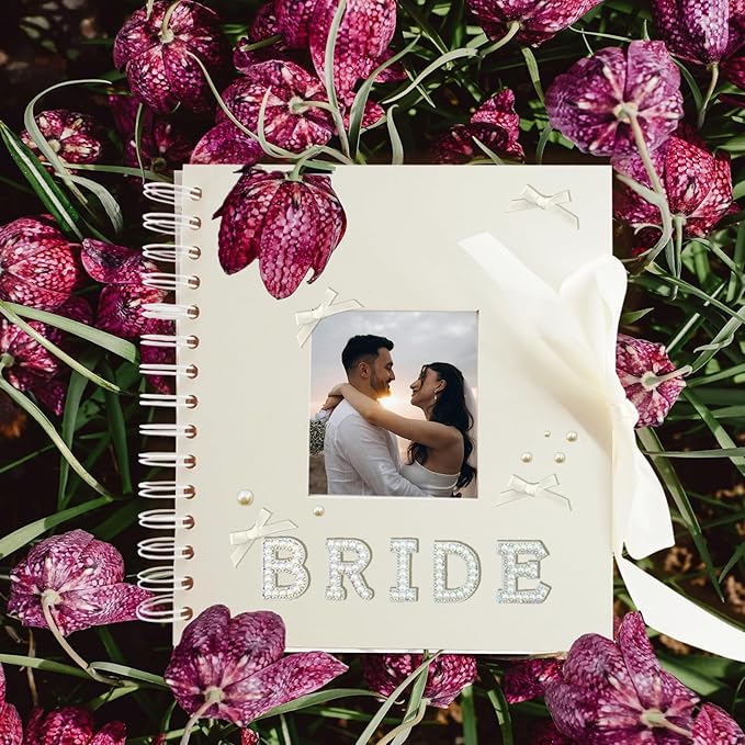 8 x 8 Inch Wedding Scrapbook,Letters To The Bride Scrapbook, Photo Album Includes (photo album, letter stickers, bows, nano glue, letter and number sticker, and pearl stickers)