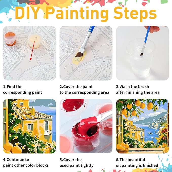 Paint by Numbers Kit for Adults, Lemon Paint by Numbers Kit for Adults Beginners, DIY Acrylic Painting on Canvas for Home Wall Art Decor(16x20Inch