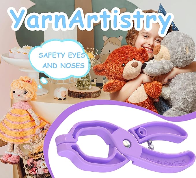 GEOCCI Safety Eye Tool Auxiliary Tool for Attaching Safety Eyes for Crocheting Safety Eyes Crochet Tools for Amigurumi Crochet & Stuffed Animal Eyes Making Supplies Tool(Purple)