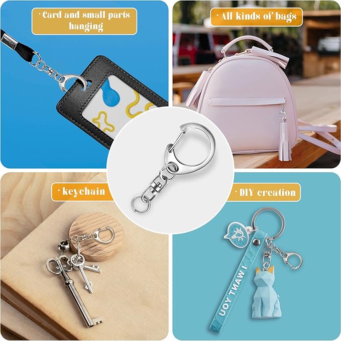Roctee 50 pcs Metal Lobster Clasp Key, 1.92‘’ Keychain Clip, Swivel Clasps Lanyard Snap Hook, DIY Crafts Key Chain, Lobster Claw Clasp