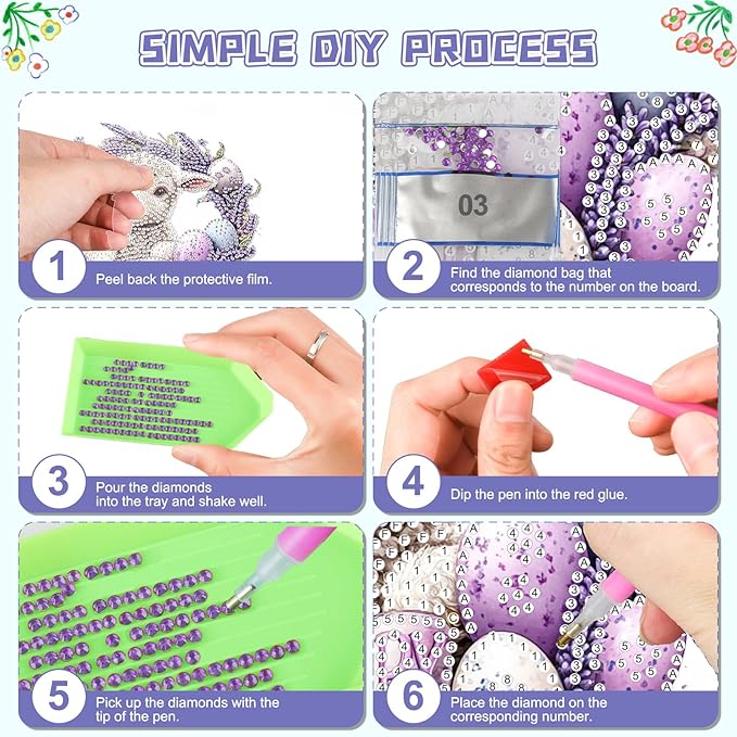 KEYIFA Easter Diamond Painting Kit, DIY Lamb Diamond Art for Adults, Diamonds Pendant Special Shaped Rhinestone Window Hanging Ornaments Home Garden Wall Door Decoration, 20cm Width