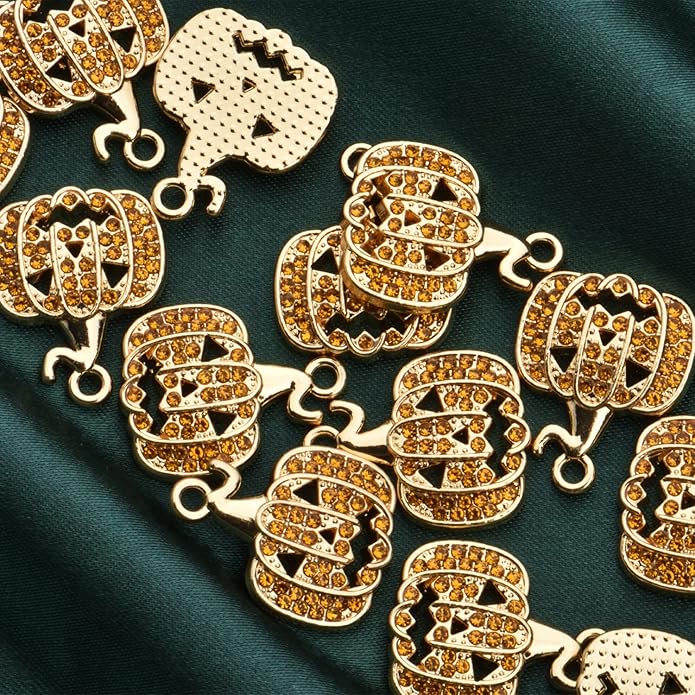 Pack of 20 Rhinestone Charms Gold Plated Pendants Pave Crystal Accessories for Necklace Bracelet Jewelry Making DIY Crafting