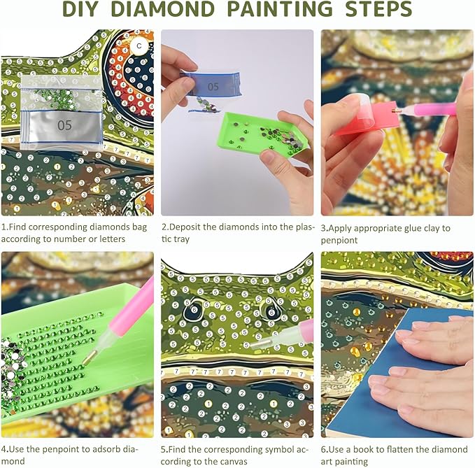 SENQAO Frog Diamond Art Hanging Kit for Adult, Special Shaped Rhinestone, DIY Acrylic 5D Diamond Art Painting Window Pendants Home Garden Wall Hanging Kits Hanging Ornament