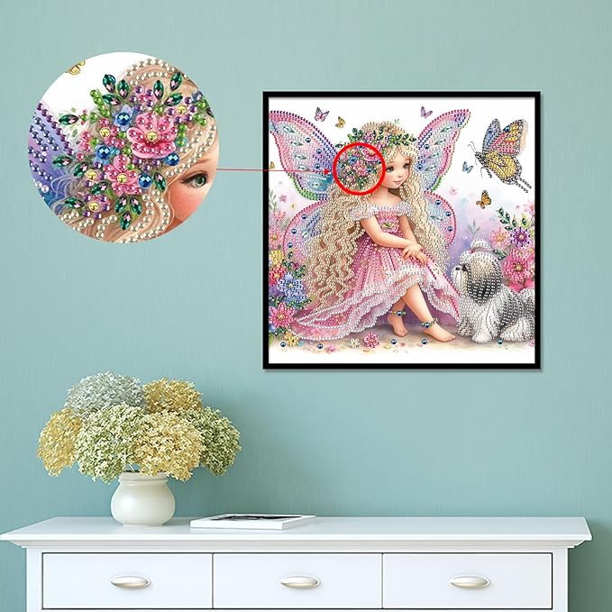 AiYuanzsh Diamond Art Painting Kits for Adults, 5D Special Shape Diamond Art Kits for Beginners, Crystal Rhinestones Diamond Art Painting for Home Wall Decoration Gift 12×12 inch, Princess Elf