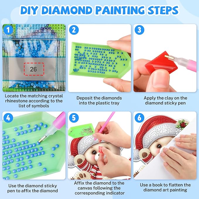 Bowetile Christmas Hanging Diamond Art Painting Kits for Adults, 5D Special Shape Diamond Art Kits Bear, Crystal Gem Painting Arts and Crafts for Adults for Home Garden Decor