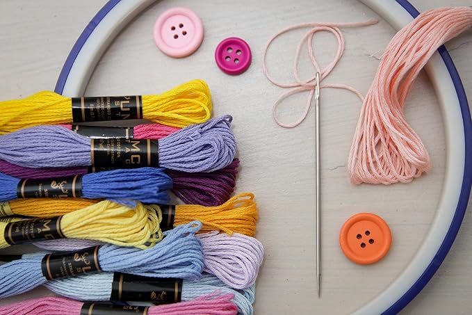 Pack of 12 Popular Colours Premium Embroidery Thread | 100% Egyptian Cotton Premium Skeins | Cross Stitch Embroidery Floss | Oeko TEX Certified| (12, Candy Bloom)