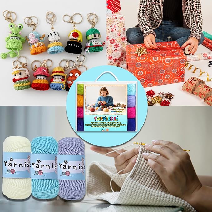 Yarniss Acrylic Crochet Yarn Kit, 1760 Yards Medium Worsted Knitting Yarn Ball 16x50g (1.76oz),Yarn for Crocheting with 4.0mm Crochet Needle