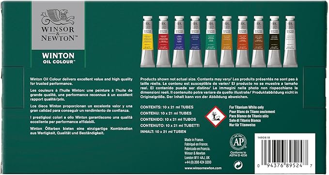 Winsor & Newton Winton Oil Color Paint, Basic Set, 10 x 21ml Tubes