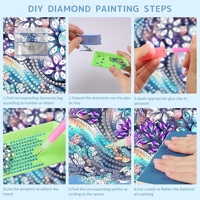 SENQAO Fox Hanging Diamond Art Painting Kits for Adults Beginners, 5D Special Shape Diamond Art Kits, Fox Flower Crystal Rhinestones Diamond Gem Art Painting for Home Garden Wall Decor