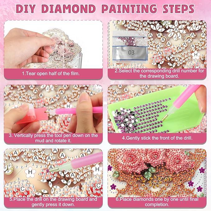 DOMROM Envelope Diamond Art Hanging Kits for Adults Beginners, Special Shaped Crystal Diamond Painting Envelope Pendant, DIY Diamond Art Suncatchers for Home Garden Wall Decor Gift