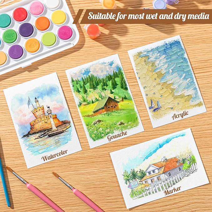 80 Sheets Watercolor Paper Bulk, 110 lb/230 GSM Cold Press Paper White Water Color Paper for Kids Child Students Adults Artists Drawing Wedding Gift Cards(4 x 6 Inch)