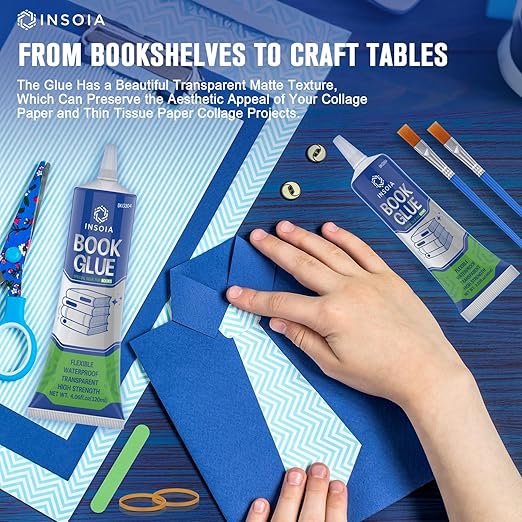 Book Glue, 15ML x 2 Book Adhesive, Clear Book Binding Adhesive, Flexible Paper Glue for Book Repair and Bonding, Envelopes, Postcards, Paper Craft, Greeting Cards, Invitations, Crafts DIY