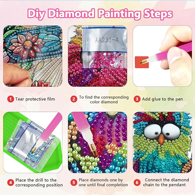 NQRSBUI DIY Hanging Diamond Art Kits for Adults, Bird Double Sided Diamond Art Painting Suncatchers Pendants, Crystal Gem Craft Painting Kit for Home Garden Wall Decor Gift (Bird)