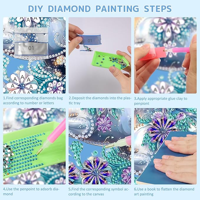 SENQAO Horse Hanging Diamond Art Painting Kits for Adults Beginners, 5D Special Shape Diamond Art Kits, Horse Flower Crystal Rhinestones Diamond Gem Art Painting for Home Garden Wall Decor
