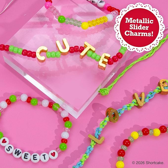 Strawberry Shortcake™ Rainbow Jewelry, DIY Friendship Bracelet Kit, Create Over 15 Accessories, Includes Beads, Metal Charms, Cording, Strawberry-Shaped Bead Case