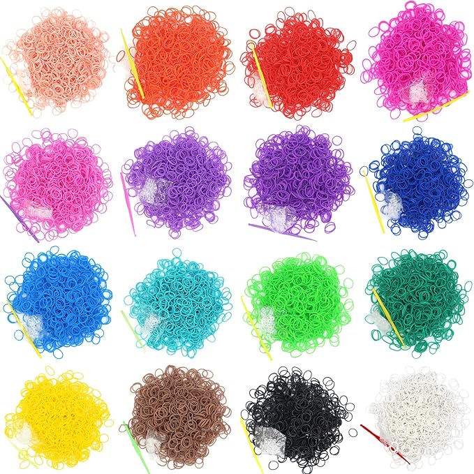 6000-Pack Rubber Loom Bands Making Kit,50PCS S-Clips10-Hooks,Colorful Rubber Bands Refill Kits for Weaving DIY Crafting Gift (Green)